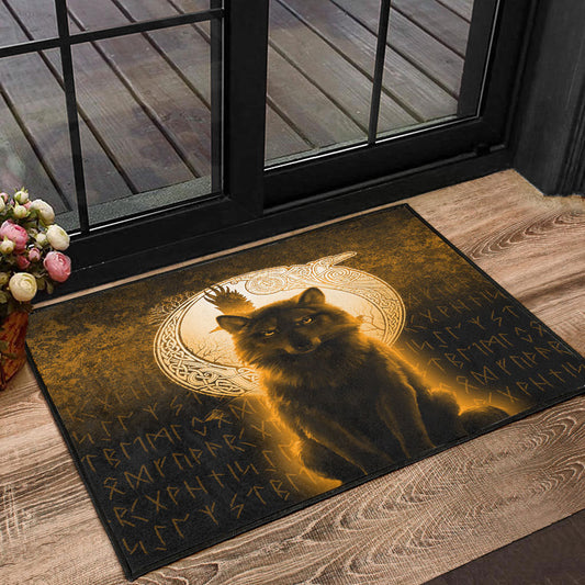 Viking Door Mat Fenrir Viking Wolf Gold Version Door Mat RLT12