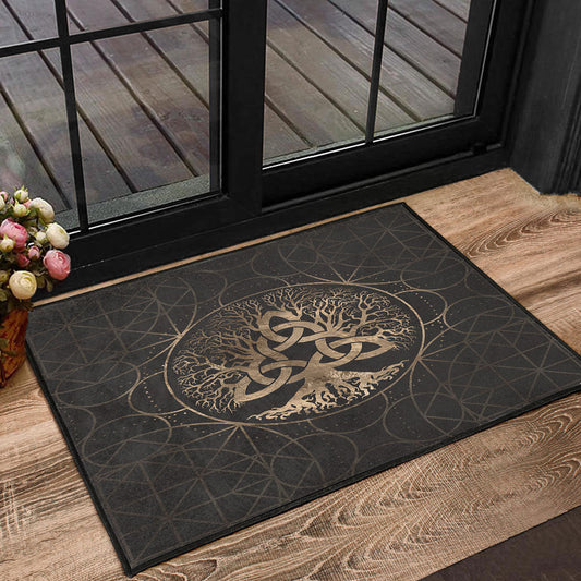 Viking Door Mat Tree Of Life Yggdrasil with Triquetra Door Mat RLT12