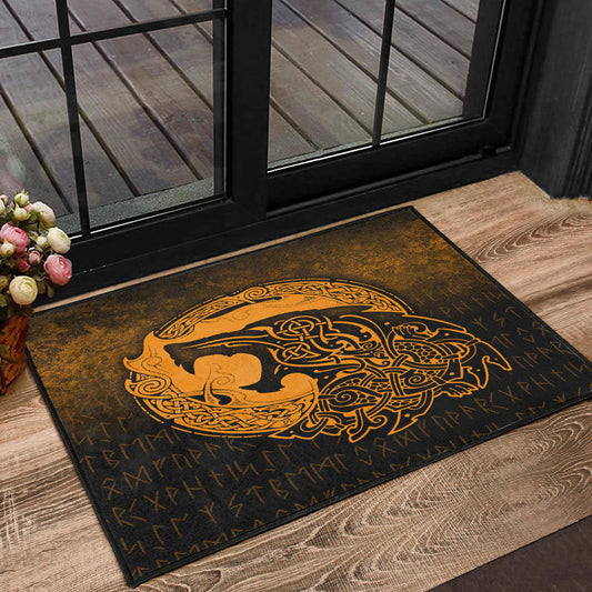 Viking Door Mat Fenrir Viking 3D Tattoo Gold Version Door Mat RLT12