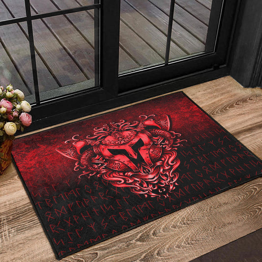 Viking Door Mat The Armor Of Viking Red Version Door Mat RLT12