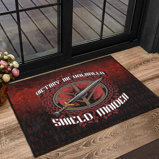 Viking Door Mat Victory or Valhalla Shield Maiden Door Mat RLT12
