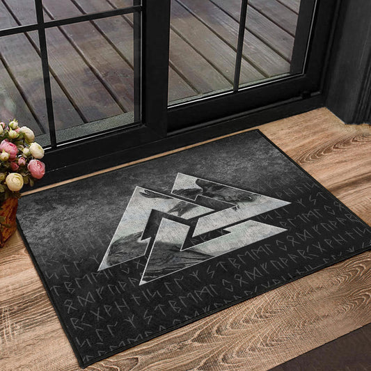 Viking Door Mat Huginn Muninn Ravens from Odin Viking Door Mat RLT12