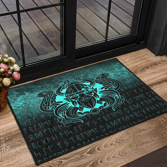 Viking Door Mat Nordic Warrior Valhalla Norse Cyan Version Door Mat RLT12