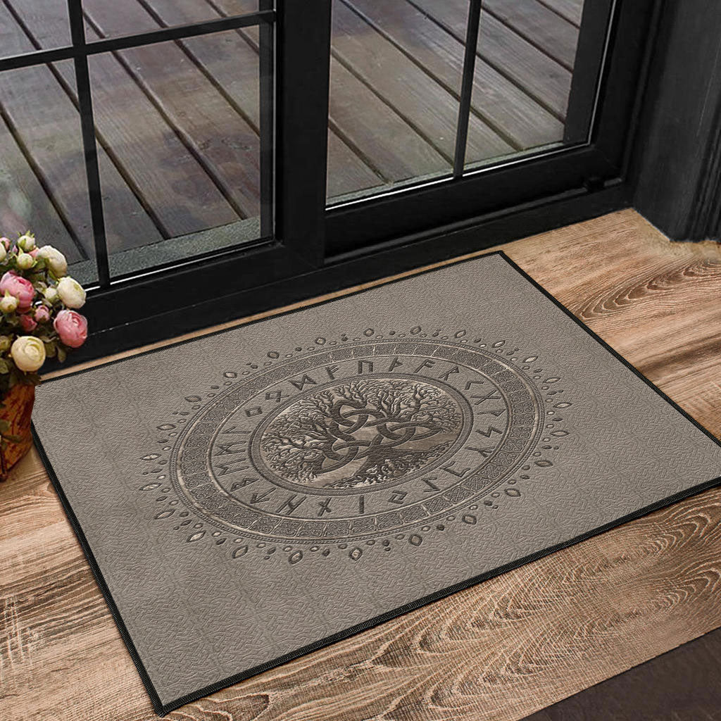 Viking Door Mat Tree Of Life with Triquetra Beige Door Mat RLT12