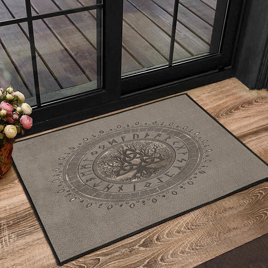Viking Door Mat Tree Of Life with Triquetra Beige Door Mat RLT12