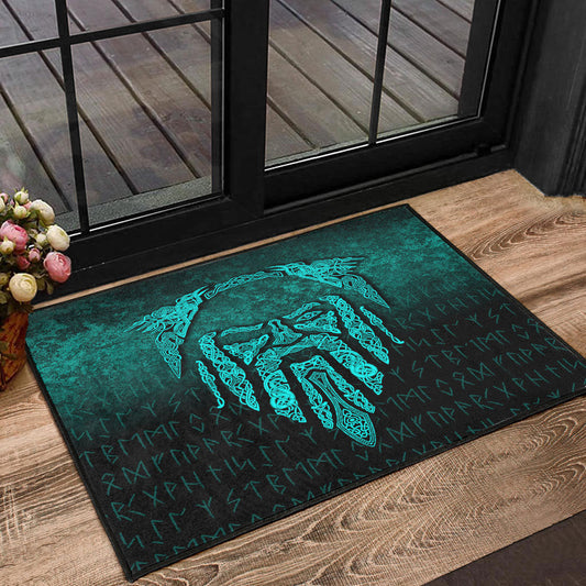 Viking Door Mat Eye of Odin Cyan Version Door Mat RLT12
