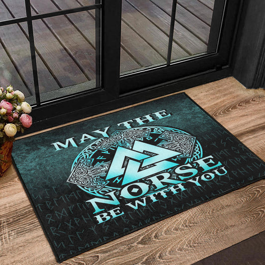 Viking Door Mat May The Norse Be With You Viking Cyan Version Door Mat RLT12