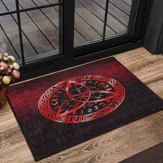 Viking Door Mat Vegvisir Nordic Viking Rune Red Version Door Mat RLT12