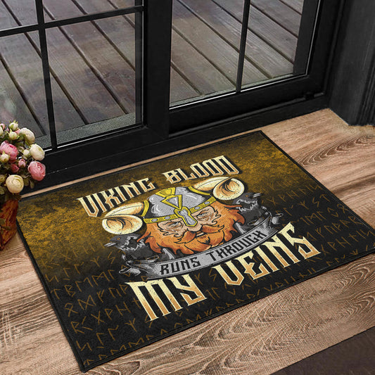 Viking Door Mat Viking Blood Runs Through My Veins Door Mat RLT12