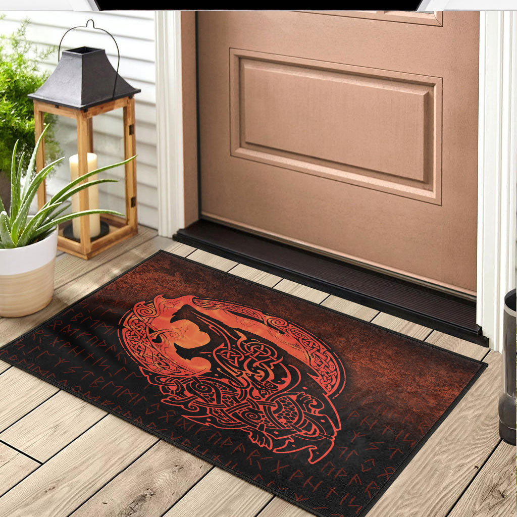 Viking Door Mat Fenrir Viking 3D Tattoo Orange Version Door Mat RLT12