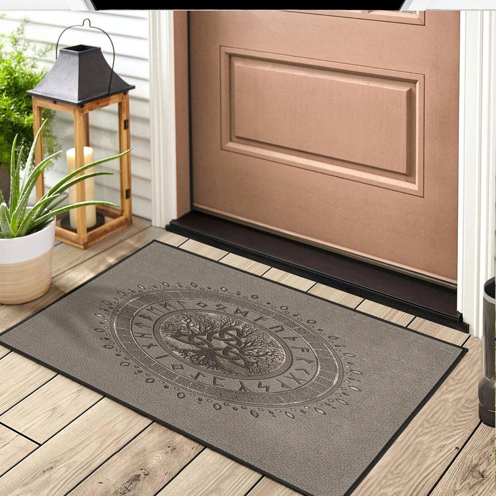 Viking Door Mat Tree Of Life with Triquetra Beige Door Mat RLT12