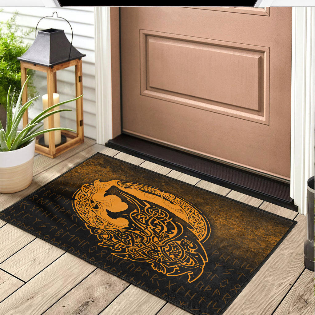 Viking Door Mat Fenrir Viking 3D Tattoo Gold Version Door Mat RLT12