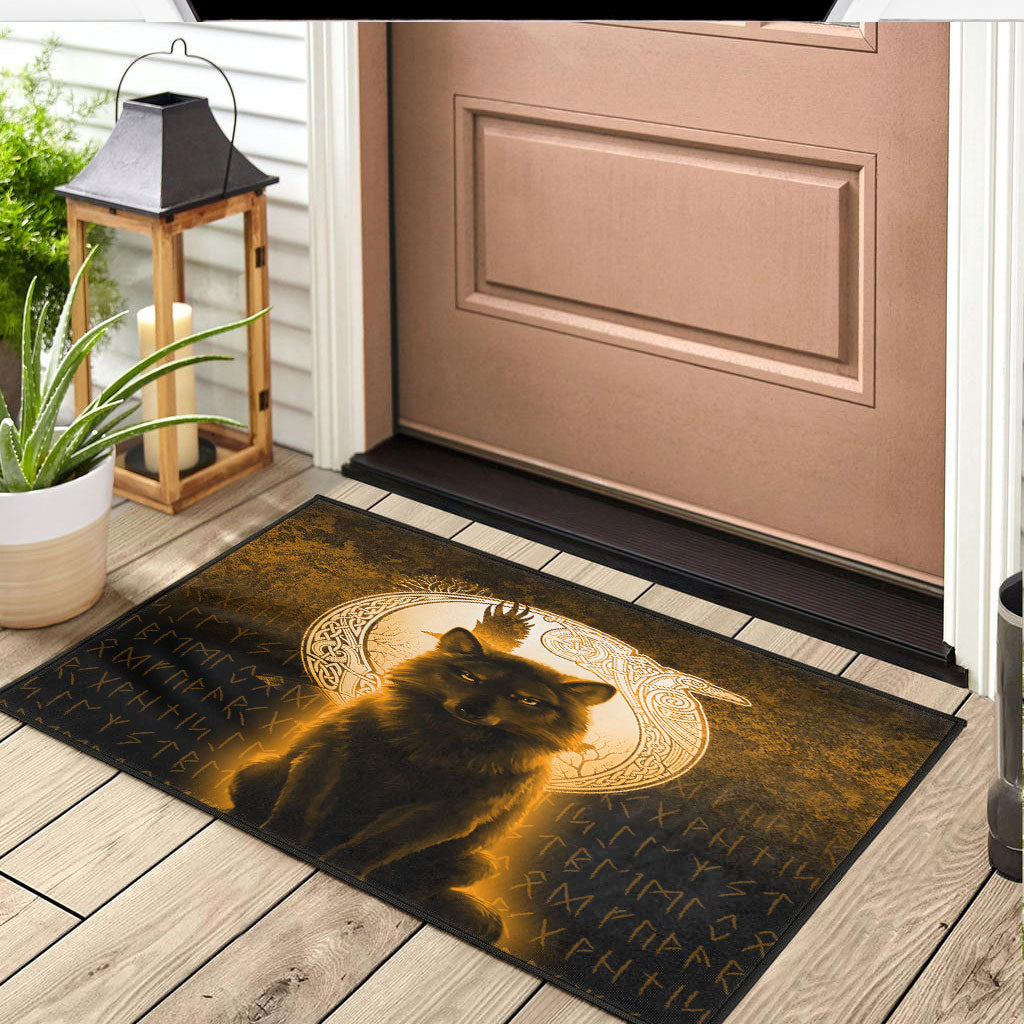 Viking Door Mat Fenrir Viking Wolf Gold Version Door Mat RLT12