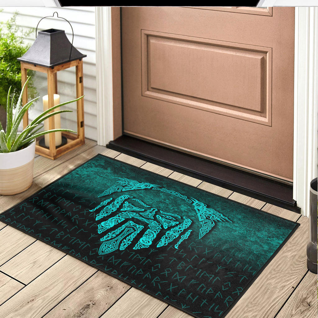 Viking Door Mat Eye of Odin Cyan Version Door Mat RLT12