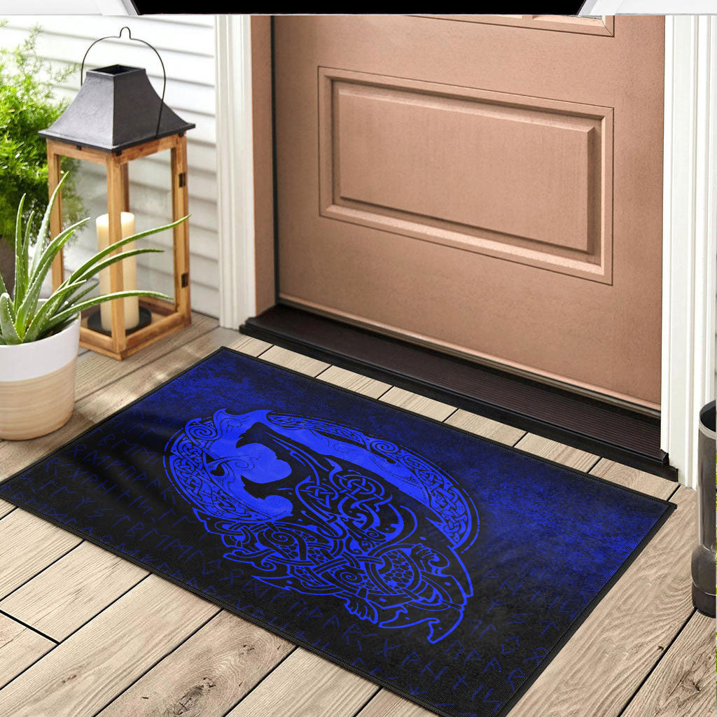 Viking Door Mat Fenrir Viking 3D Tattoo Blue Version Door Mat RLT12