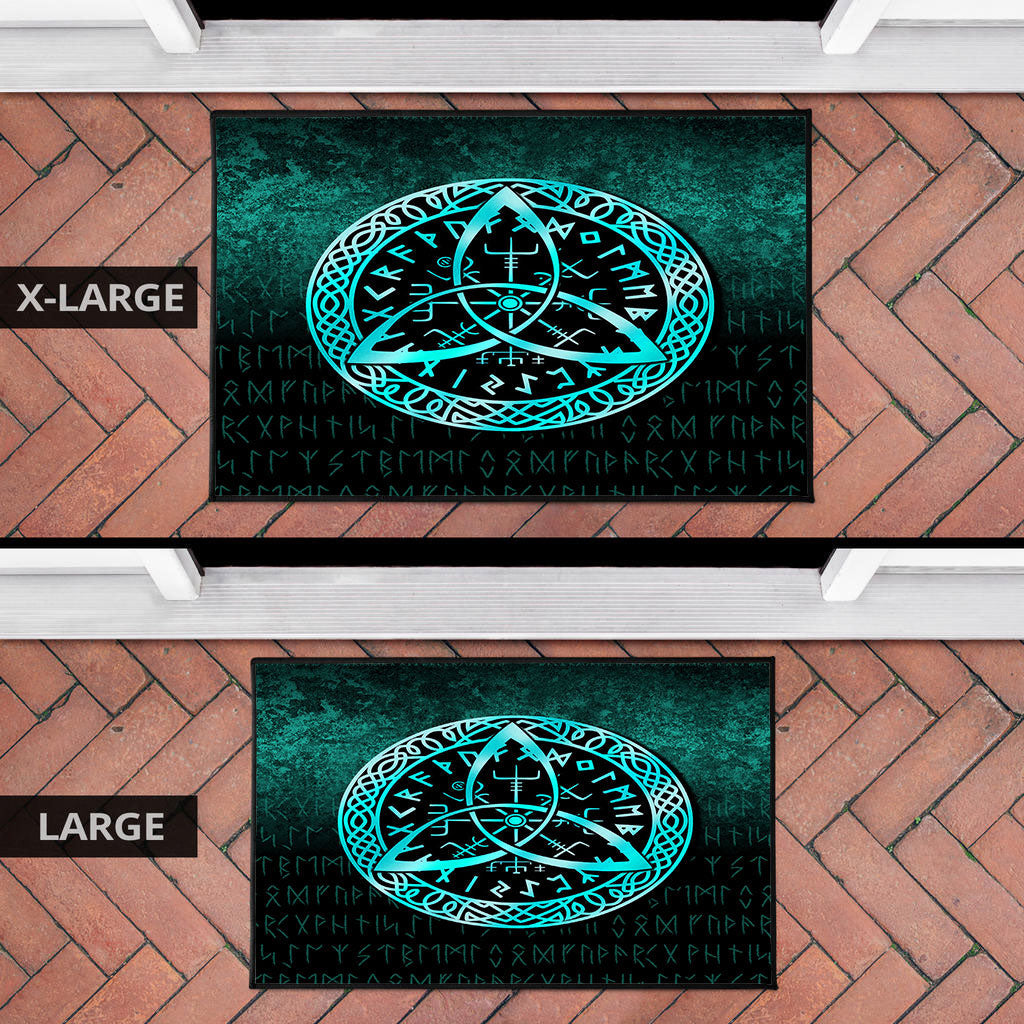 Viking Door Mat Vegvisir Nordic Viking Rune Cyan Version Door Mat RLT12