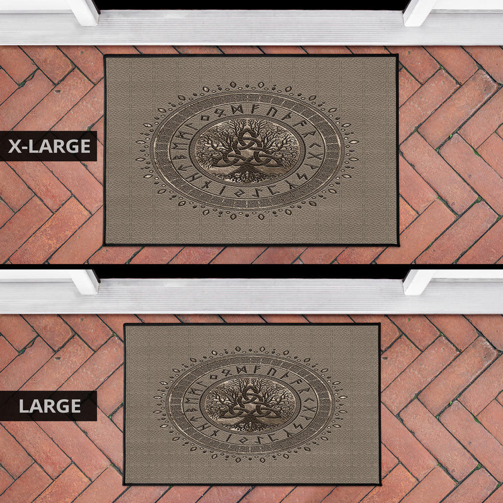 Viking Door Mat Tree Of Life with Triquetra Beige Door Mat RLT12