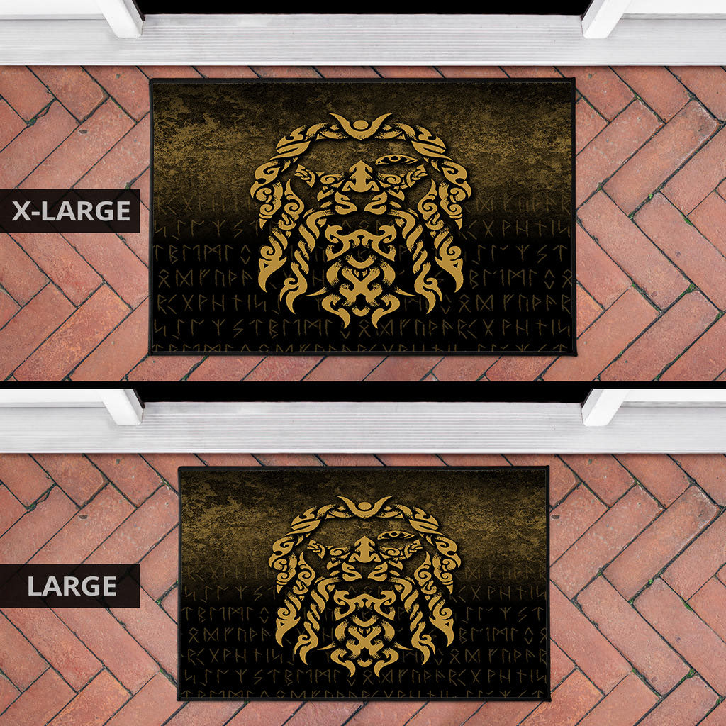 Viking Door Mat Viking God Odin Allfather In Asgard Raven God Gold Version Door Mat RLT12