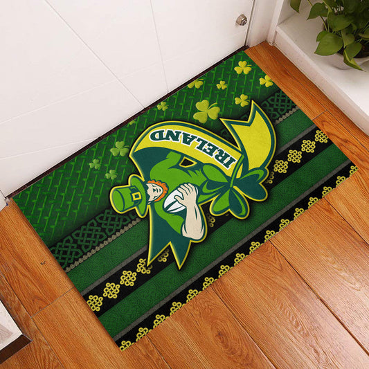 Ireland Celtic Knot Rugby Door Mat Irish Gold and Green Pattern LT9