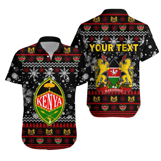 (Custom Personalised) Kenya Christmas Hawaiian Shirt Shield mix African Pattern LT13