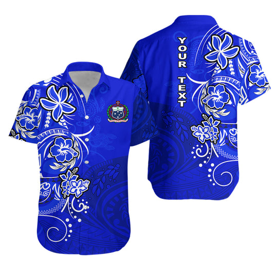 Custom Personalised Samoa Hawaiian Shirt Be Unique Blue LT13
