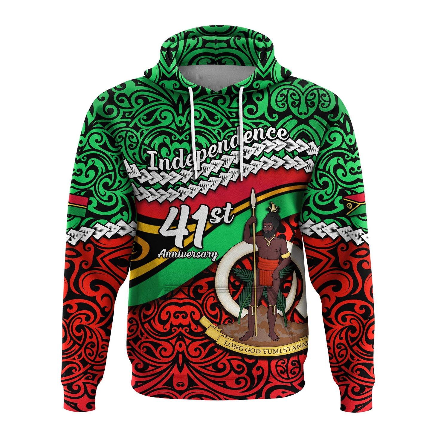 Custom Vanuatu Independence Hoodie Happy Anniversary LT13