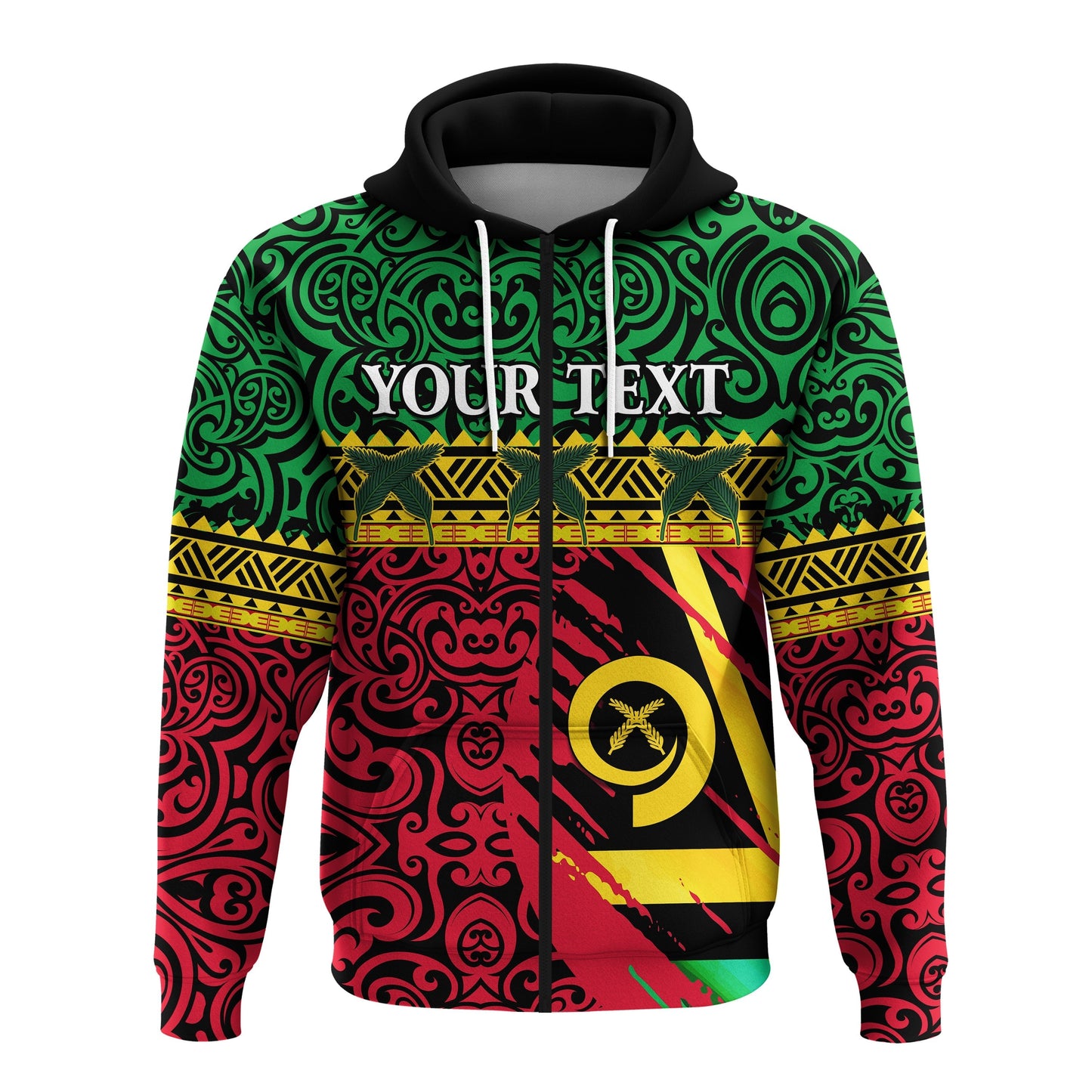 Custom Vanuatu Dreamy Zip Hoodie Flag and Pattern LT13