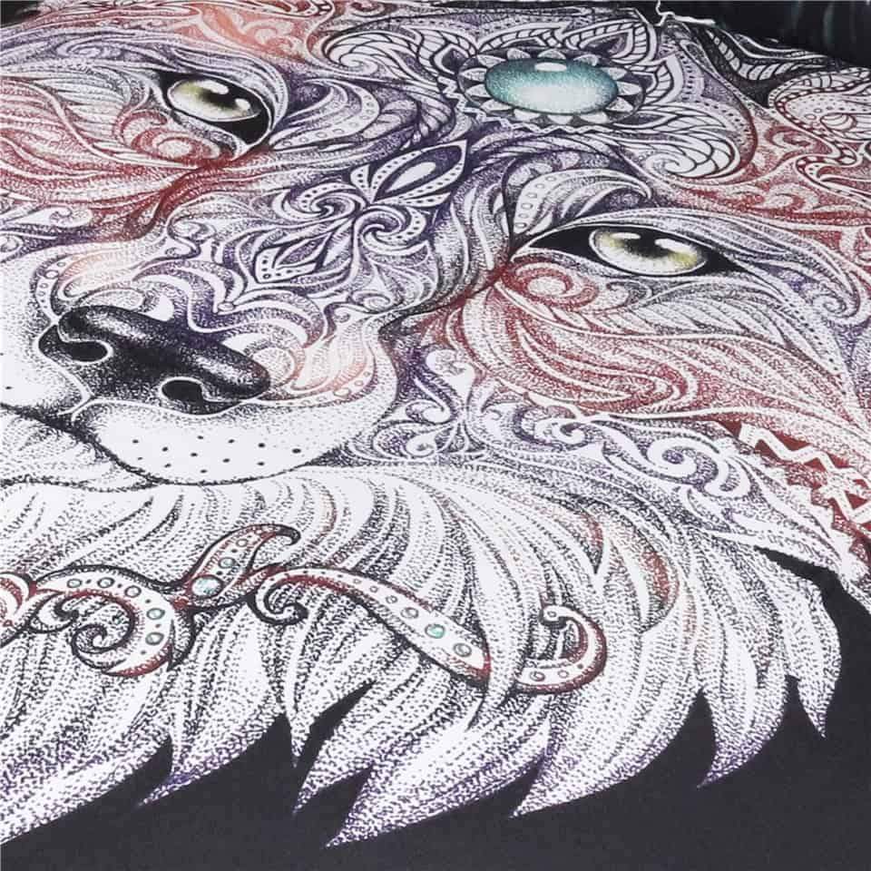 Native American Tattoo Head Wolf Bedding Set Wild Beast LT10