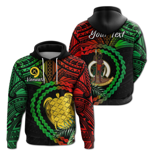 Custom Vanuatu Heart Polynesian Hoodie Turtle Sand Drawings LT13