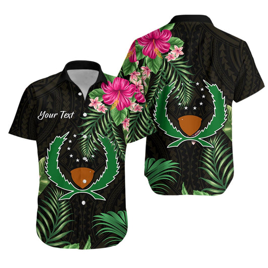 (Custom Personalised) Pohnpei Micronesia Gold Hawaiian Shirt Tropical Flowers LT13