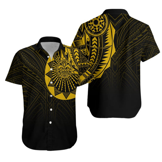 Polynesian Full Sleeve Tattoo Hawaiian Shirt Gold Vibes LT7