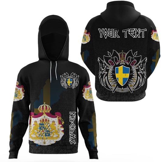 Custom Viking Sweden Flag and Map Gaiter Hoodies style Viking Geri and Freki RLT12