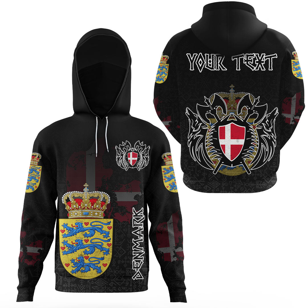 Custom Viking Denmark Flag and Map Gaiter Hoodies style Viking Geri and Freki RLT12