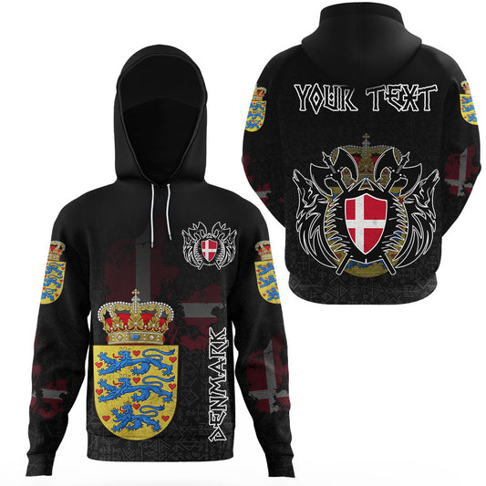Custom Viking Denmark Flag and Map Gaiter Hoodies style Viking Geri and Freki RLT12