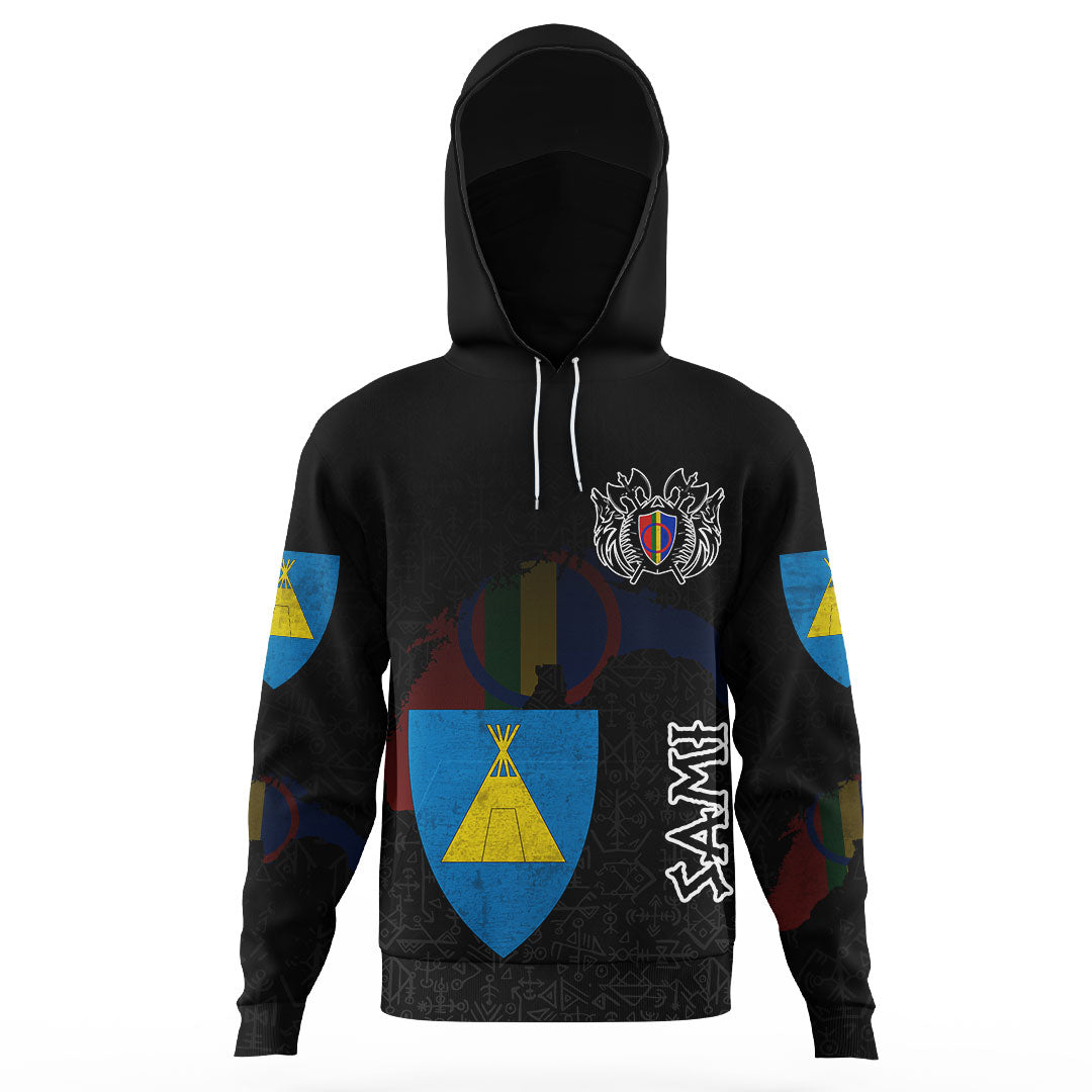 Custom Viking Sami Flag and Map Gaiter Hoodie style Viking Geri and Freki RLT12