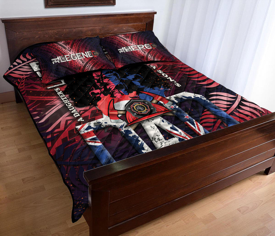 (Custom Personalised) Fathers Day - New Zealand Firefighter Dad Quilt Bed Set- Maori Pattern LT9