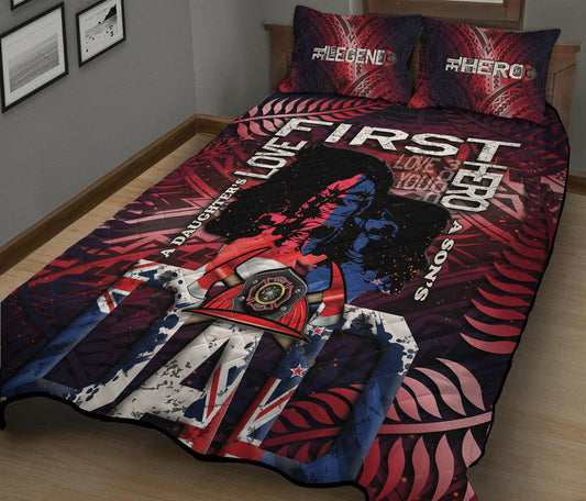 (Custom Personalised) Fathers Day - New Zealand Firefighter Dad Quilt Bed Set- Maori Pattern LT9