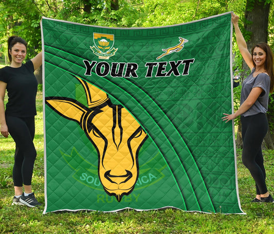 (Custom Personalised) South Africa Rugby Premium Quilt Bokke Springbok With African Pattern Stronger Together LT14