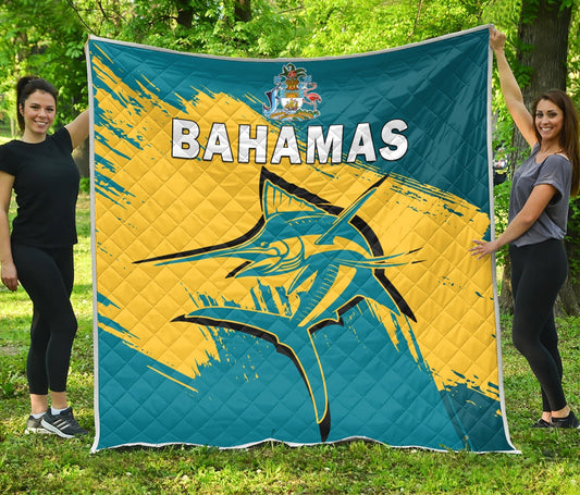 Bahamas Premium Quilt Blue Marlin With Bahamian Coat Of Arms LT14