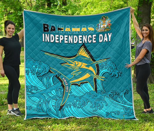 Bahamas Independence Day Premium Quilt Blue Marlin Since 1973 Style LT14