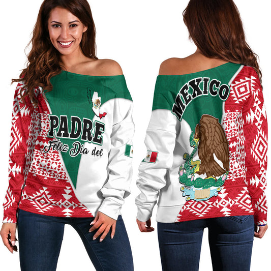 Happy Mexico Fathers Day Off Shoulder Sweater Mexican Aztec Pattern LT14