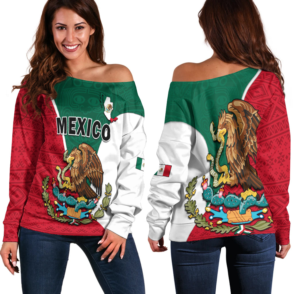 Mexico Off Shoulder Sweater Mexican Aztec Pattern LT14