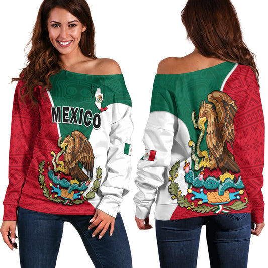 Mexico Off Shoulder Sweater Mexican Aztec Pattern LT14