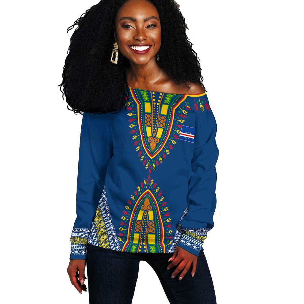 Kabu Verdi Dashiki Design Off Shoulder Sweater - Proud Cape Verdean LT7