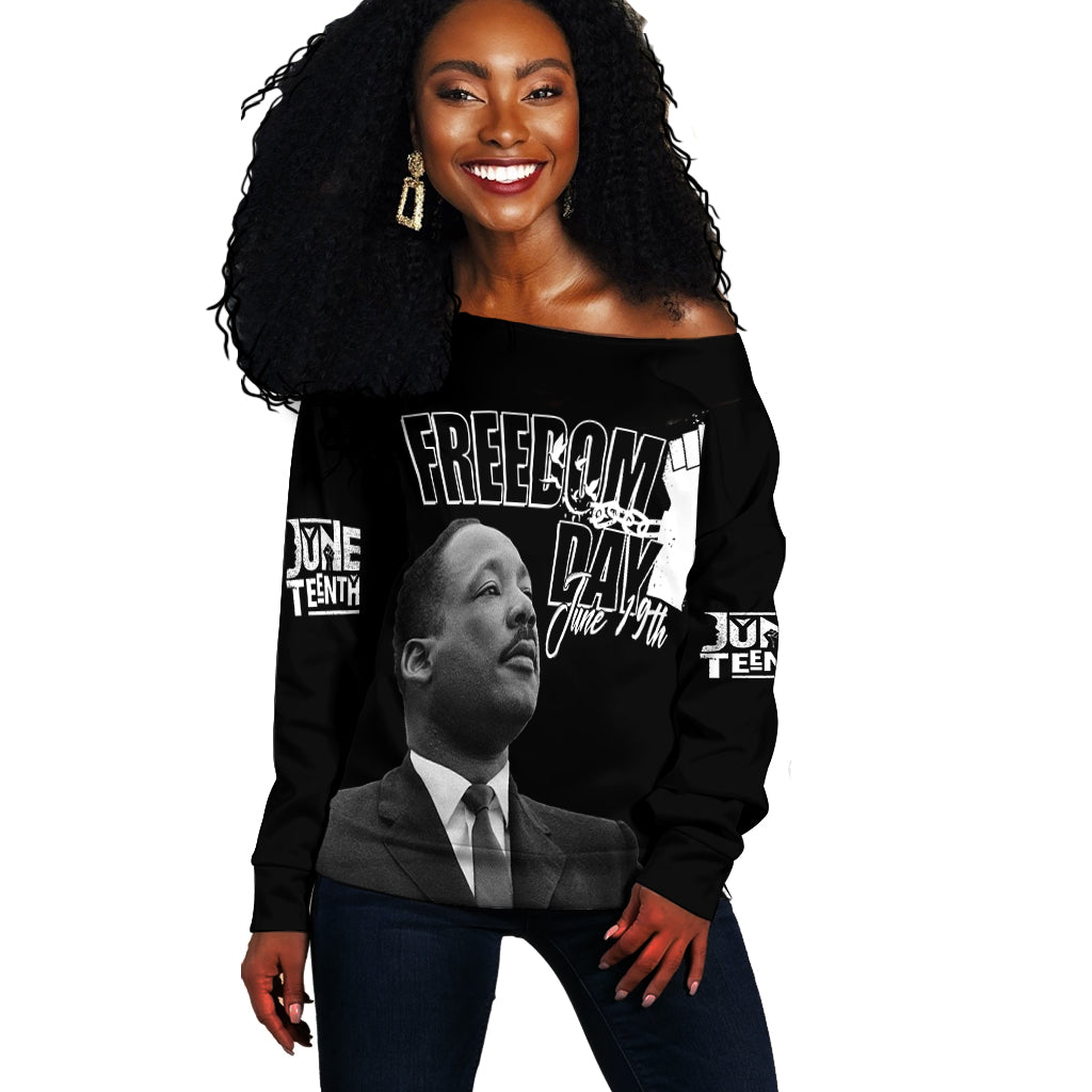 Juneteenth MLK Personalised Off Shoulder Sweater Freedom Day LT7