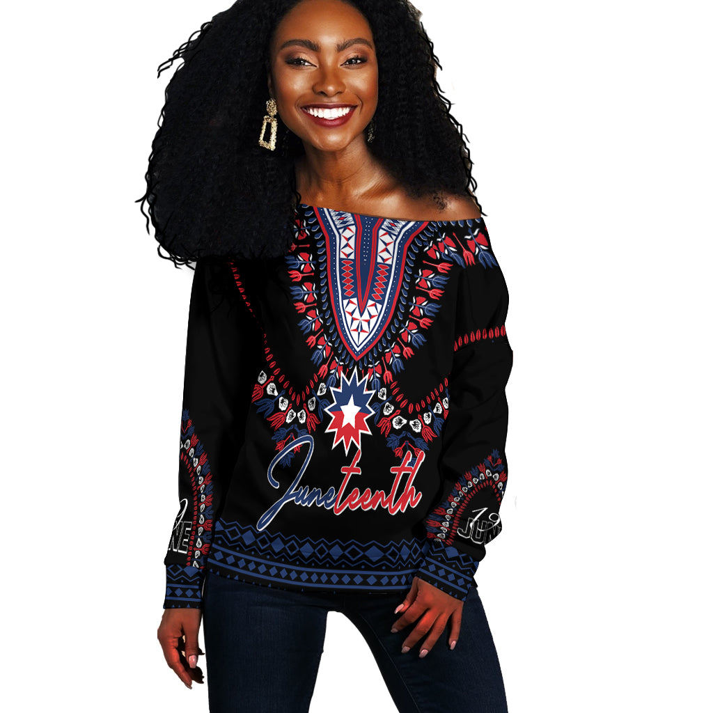Juneteenth Dashiki Personalised Off Shoulder Sweater Freedom United LT7