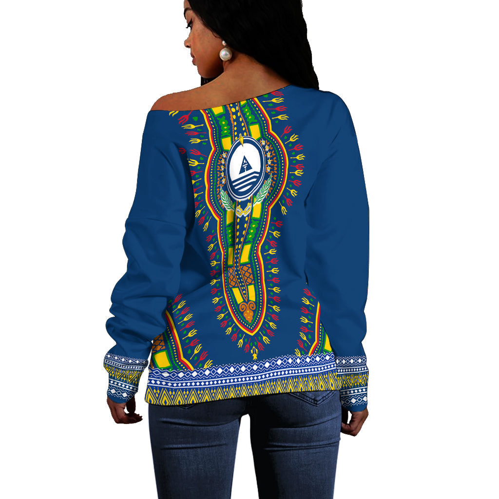 Kabu Verdi Dashiki Design Off Shoulder Sweater - Proud Cape Verdean LT7