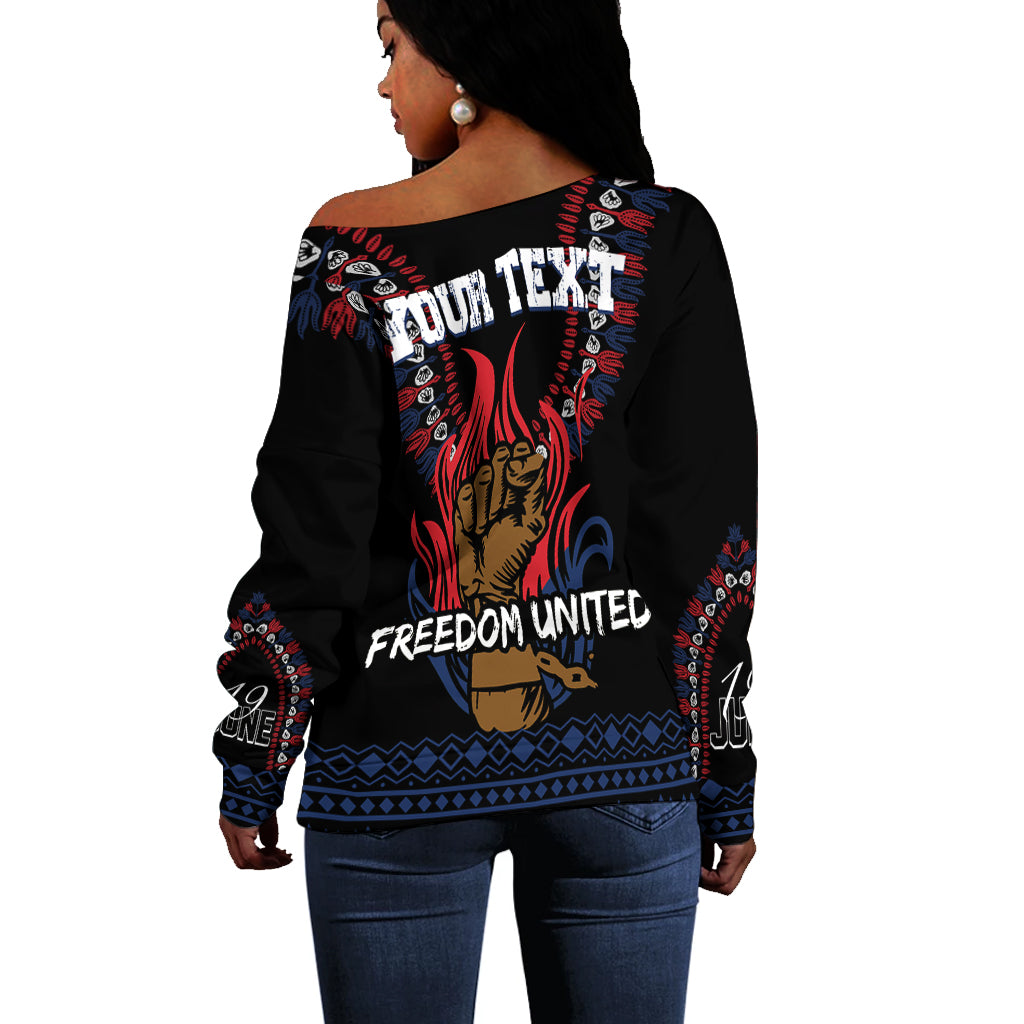 Juneteenth Dashiki Personalised Off Shoulder Sweater Freedom United LT7
