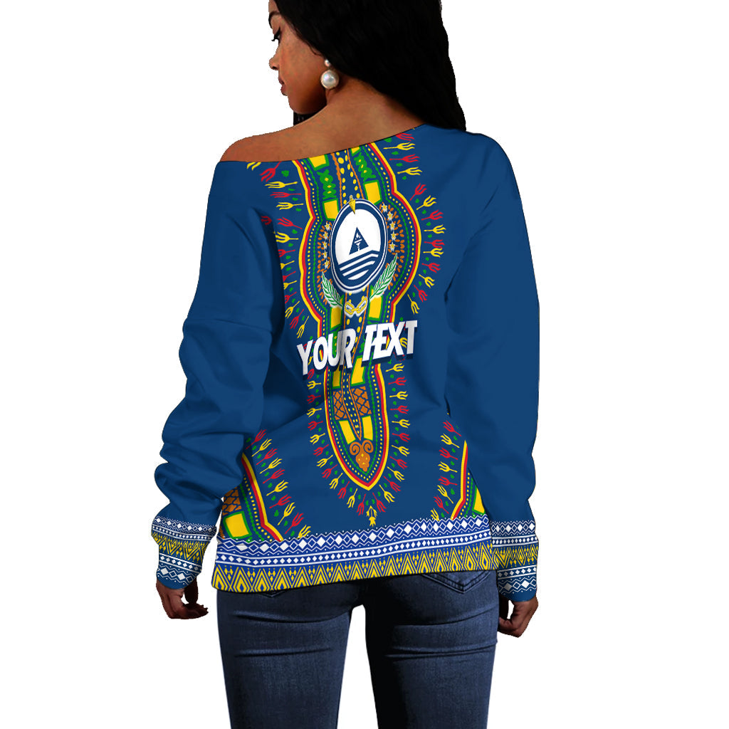Kabu Verdi Dashiki Design Personalised Off Shoulder Sweater - Proud Cape Verdean LT7