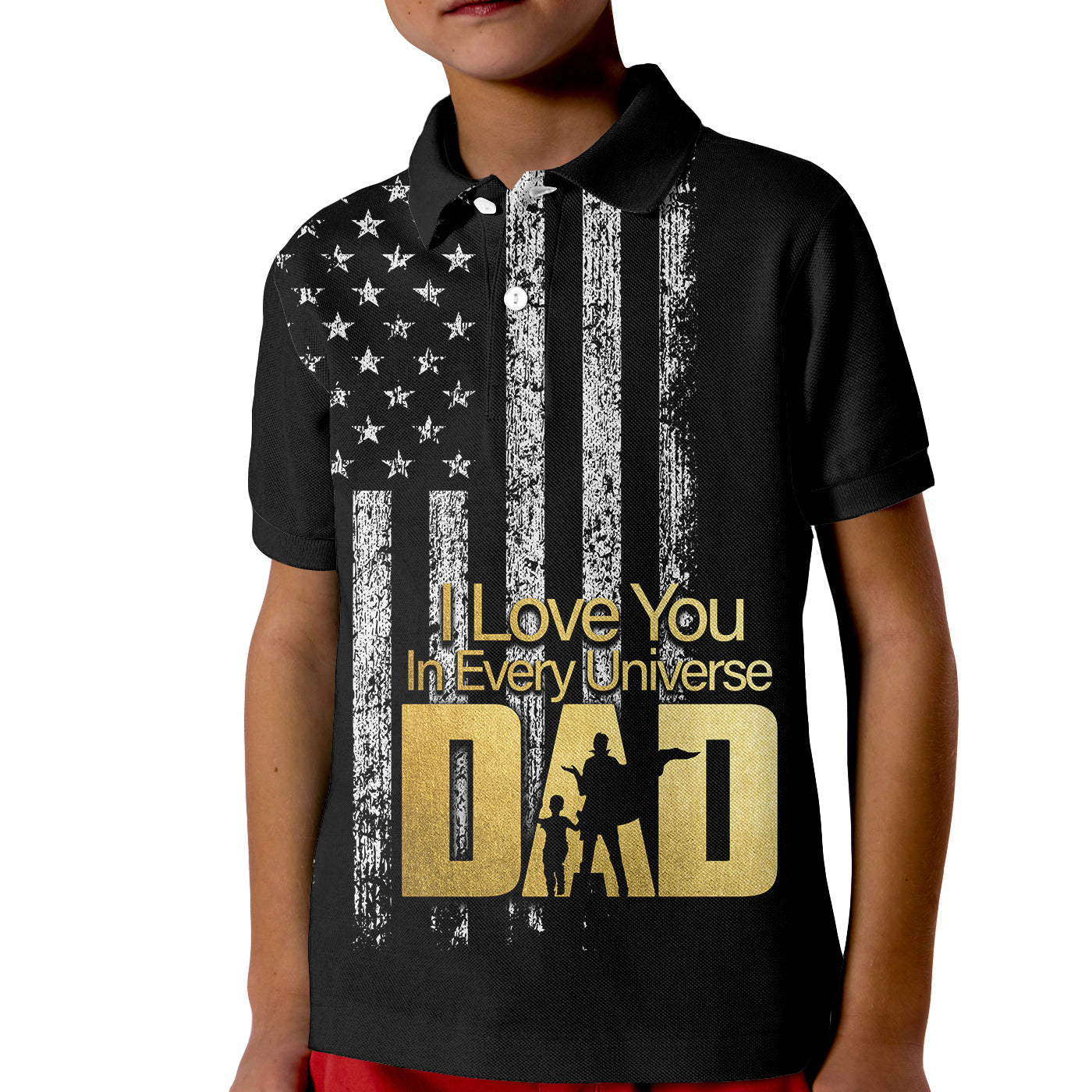 Custom American Flag Polo Shirt Father Day Vinage KID LT6